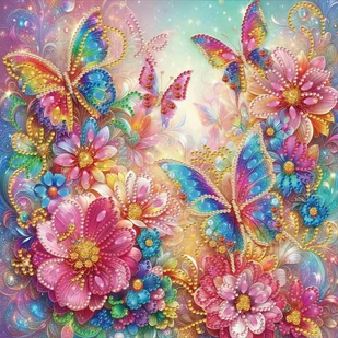 Haft Diamentowy W Ogrodzie Motyli 30x30 cm - Zabawki kreatywne - miniaturka - grafika 1