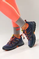 Buty trekkingowe damskie - Granatowe buty trekkingowe damskie buty sportowe na bieżnikowanej podeszwie z regulowaną elastyczną sznurówką pomarańczowe wstawki softshell Casu 2213-5W - miniaturka - grafika 1