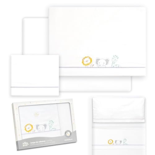 Interbaby - Pościel dziecięca z bawełny do mini łóżeczka - dżungla - zestaw 3 szt. z gumką + blat + poszewka na poduszkę