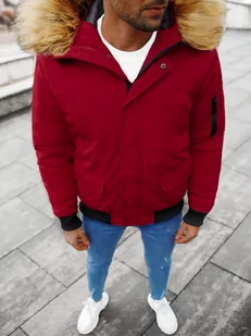 KURTKA ZIMOWA MĘSKA Z FUTERKIEM BORDOWA OZONEE JS/M2019/6 - Ozonee - Kurtki męskie - miniaturka - grafika 1