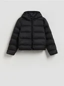 Kurtki i płaszcze dla dziewczynek - Reserved - Pikowana kurtka z kapturem - czarny - miniaturka - grafika 1