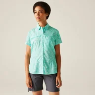 Koszule damskie - Regatta Damska koszula z krótkim rękawem Travel Packaway przeciw insektom Niebieski, Rozmiar: 46 - miniaturka - grafika 1