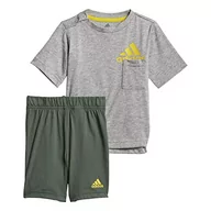 Koszulki i topy damskie - adidas GM8944 I BOS Sum Set Trampki Unisex - Bimbi 0-24 Top:Medium Grey Heather/Yellow Bottom:Green Oxide s21 3-6M - miniaturka - grafika 1