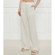 Spodnie damskie - Calvin Klein Spodnie flare fit z dodatkiem lnu - miniaturka - grafika 1