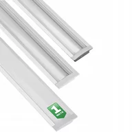 Taśmy LED - Profil Aluminiowy do LED KM39 Srebrny Wpuszczany 1m z Mlecznym Kloszem i Zaślepkami - miniaturka - grafika 1