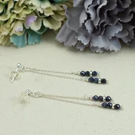 Kolczyki - Szafiry i srebro 925 - długie delikatne klasyczne kolczyki - miniaturka - grafika 1