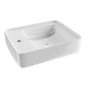 Umywalki - Massi Umywalka nablatowa prostokątna biała z otworem z półką na mydło 40 x 50 cm MERA - miniaturka - grafika 1