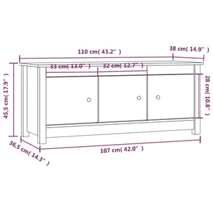 Lumarko Szafka na buty, 110x38x45,5 cm, lite drewno sosnowe - Szafki na buty - miniaturka - grafika 12