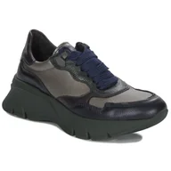 Sneakersy damskie - Hispanitas Sneakersy damskie skórzane Bolmet Midnight Napa Acero-39 - miniaturka - grafika 1