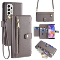 Portfele - Etui z portfelem na zamek błyskawiczny do Samsung Galaxy A23 Szary - miniaturka - grafika 1