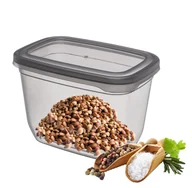 Pojemniki kuchenne - Pojemnik plastikowy do przechowywania żywności gładki prostokątny VADO 1300 ml wysoki szary transparentny idealny na ciastka makarony mąkę cukier - miniaturka - grafika 1