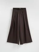 Spodnie damskie - Reserved - Spodnie z szerokimi nogawkami - ciemnobrązowy - miniaturka - grafika 1