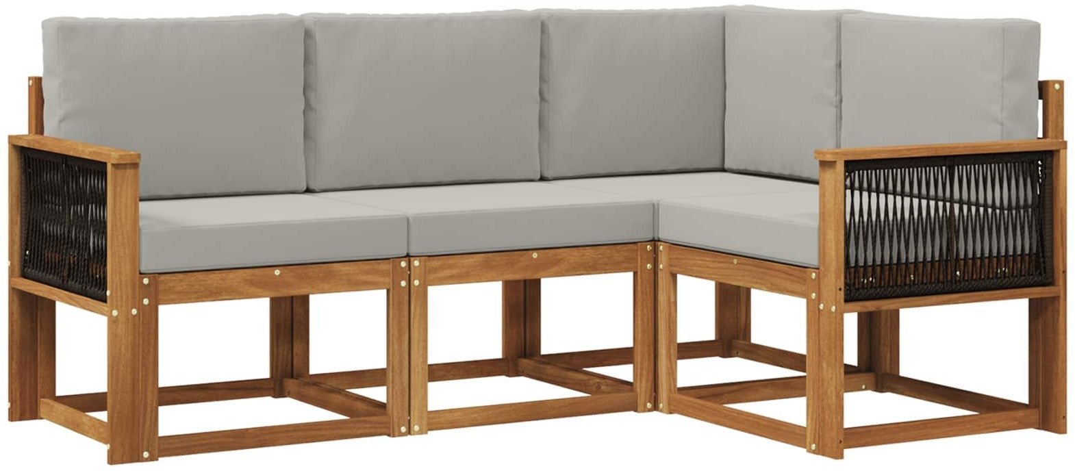 vidaXL Zestaw sof na zewnątrz 4 pcs Naturalny i jasnoszary Poliester