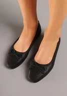 Baleriny - Czarne Balerinki Vices z Kokardką i Tłoczeniem Imitującym Skórę Węża Mirtewi - miniaturka - grafika 1