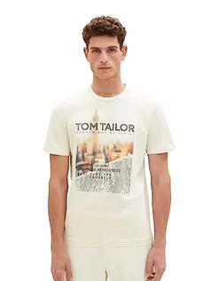 Koszulki męskie - TOM TAILOR Męski t-shirt z nadrukiem fotograficznym z bawełny, 18592-vintage beżowy, 3XL - grafika 1