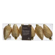 Bombki - Bombka plastikowa szyszka brokatowa 8 x 4,5 cm 6 sztuk złoty - miniaturka - grafika 1