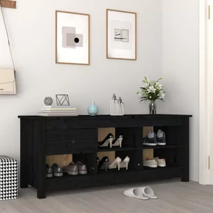 Lumarko Szafka na buty, czarna, 110x38x45,5 cm, lite drewno sosnowe - Szafki na buty - miniaturka - grafika 1