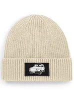 Czapki damskie - Czapka zimowa beanie auto samochód "Maluch Fiat126p" Jasny beż - miniaturka - grafika 1