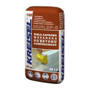 Zaprawa murarska do betonu komórkowego murlep-b 128 m 10 biała 25 kg - Zaprawy budowlane - miniaturka - grafika 1