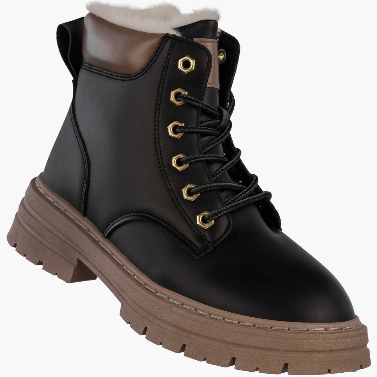 Botki Damskie Ekoskóra Buty na platformie Trapery Ocieplane Trzewiki Czarne Czarny 39