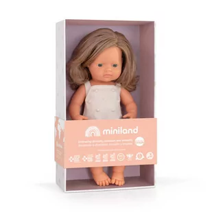 Miniland Baby Lalka dziewczynka Europejka Ciemny Blond Colourful Edition 38cm - Lalki dla dziewczynek - miniaturka - grafika 1