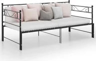 Łóżka - Rozkładane łóżko dzienne czarne metalowe 90x200 cm - miniaturka - grafika 1