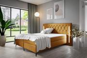 Łóżka - Łóżko kontynentalne pikowane Elizabeth 140x200 Żółte - miniaturka - grafika 1