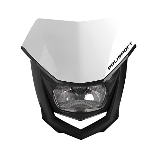POLISPORT 8657400001 - Reflektor HALO wykonany z polipropylenu z lampą halogenową kompatybilny ze wszystkimi modelami motocross/enduro w kolorze biało-czarnym