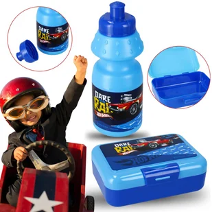 Hot Wheels Niebieski zestaw bidon 350ml + pudełko śniadaniowe STARPAK - Shakery i bidony sportowe - miniaturka - grafika 1