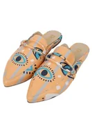 Kapcie damskie - DOGO Damskie wegańskie skórzane pomarańczowe kapcie - Wzór See You, Kolor: wielokolorow, 38 EU - miniaturka - grafika 1