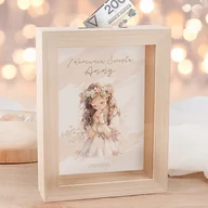 Skarbonki - Drewniana Skarbonka Prezent na Pierwszą Komunię dla Dziewczynki - miniaturka - grafika 1