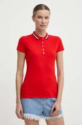 Koszulki i topy damskie - Tommy Hilfiger polo damski kolor czerwony WW0WW42749 - miniaturka - grafika 1