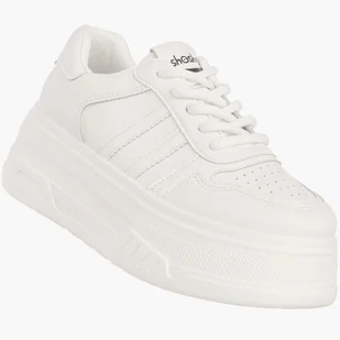 Sneakersy Damskie Ekoskóra Buty Na Platformie Klasyczne Casual Półbuty Białe ShoSho Biały 39 - Półbuty damskie Sneakersy Damskie Ekoskóra Buty Na Platformie Klasyczne Casual Półbuty Białe ShoSho Biały 39 - Półbuty damskie - miniaturka - grafika 1