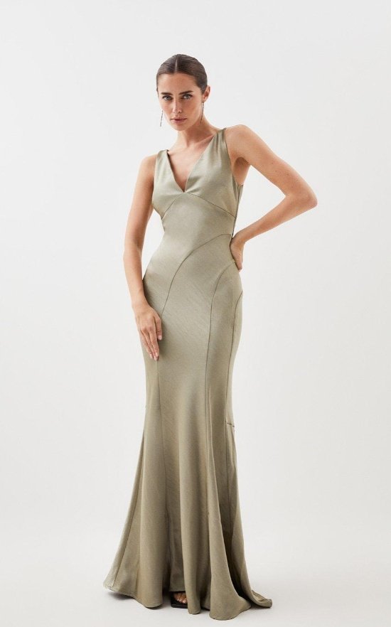 KAREN MILLEN SUKIENKA SATYNOWA ZIELONA 38 1Y1X