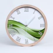 Zegary - Cichy drewno zegar na ścianę zielona fala fi 30 cm, Tulup - miniaturka - grafika 1