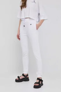 Spodnie damskie - Chiara Ferragni Chiara Ferragni spodnie bawełniane damskie kolor biały gładkie - grafika 1