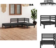 Meble ogrodowe - vidaXL 4-częściowy zestaw wypoczynkowy do ogrodu z litego drewna sosnowego w kolorze czarnym - Zestawy mebli ogrodowych - miniaturka - grafika 1
