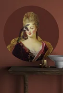 Tapety - Mural DOTS Kobieta z ptakiem- okrągła dekoracja ścienna - miniaturka - grafika 1