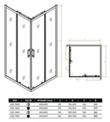 Kabiny prysznicowe - Laveo Desna Kabina prysznicowa kwadratowa 90x90x201 cm drzwi rozsuwane profile czarne szkło transparentne + brodzik kwadratowy 90x90 cm biały JKDD796K - miniaturka - grafika 1