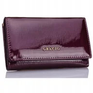 Portfele - Portfel Damski Skórzany Lakierowany dla Kobiet Casual kolor Fiolet GRACIO - miniaturka - grafika 1