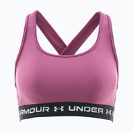Bielizna sportowa damska - Biustonosz treningowy Under Armour Crossback Mid fuchsia dusk/black/white WYSYŁKA W 24H 30 DNI NA ZWROT - miniaturka - grafika 1