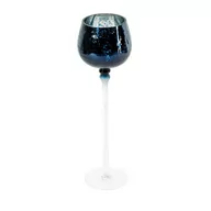 Świeczniki - Granatowy świecznik dekoracyjny kielich szklany VERRE 2 - miniaturka - grafika 1