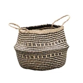 Pozostałe akcesoria do uprawy roślin - Kosz Boho beżowo-czarny Ø45 cm - miniaturka - grafika 1