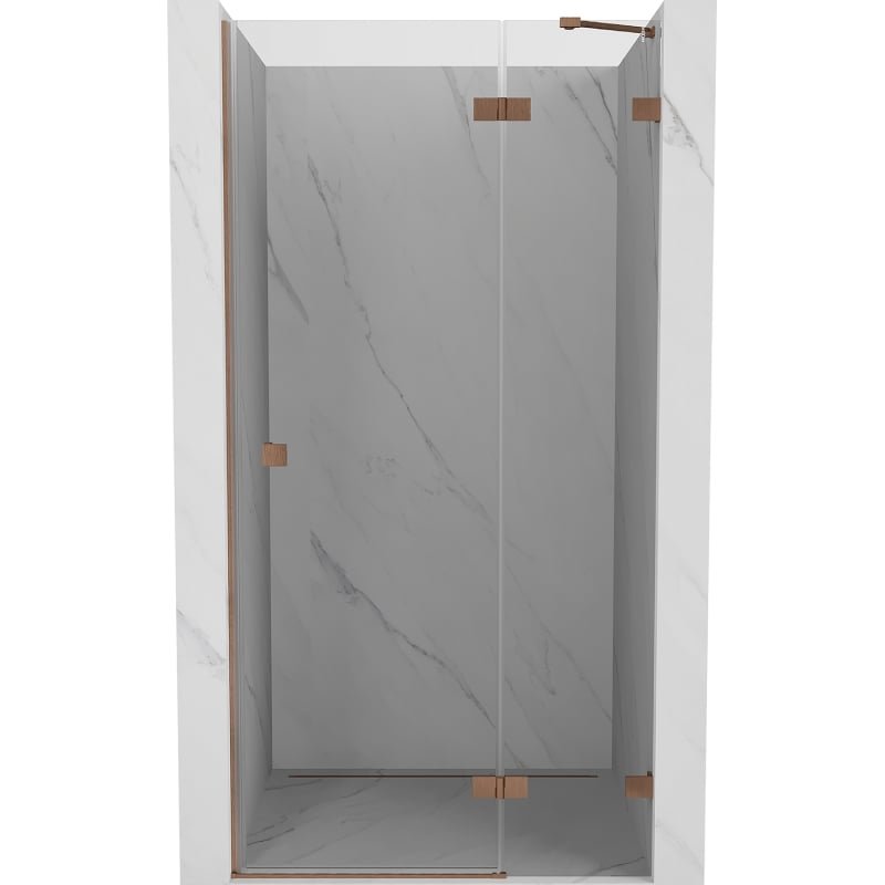 Mexen Lunar drzwi prysznicowe uchylne prawa 75 cm, transparent, miedź szczotkowana - 834-075-000-65-00-P