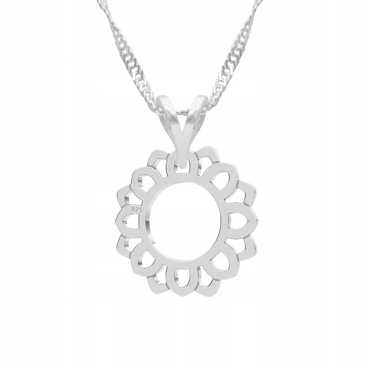 Naszyjnik Srebrny z Kwiatem Rozety Rozetka Kwiatek Flower SREBRO 925