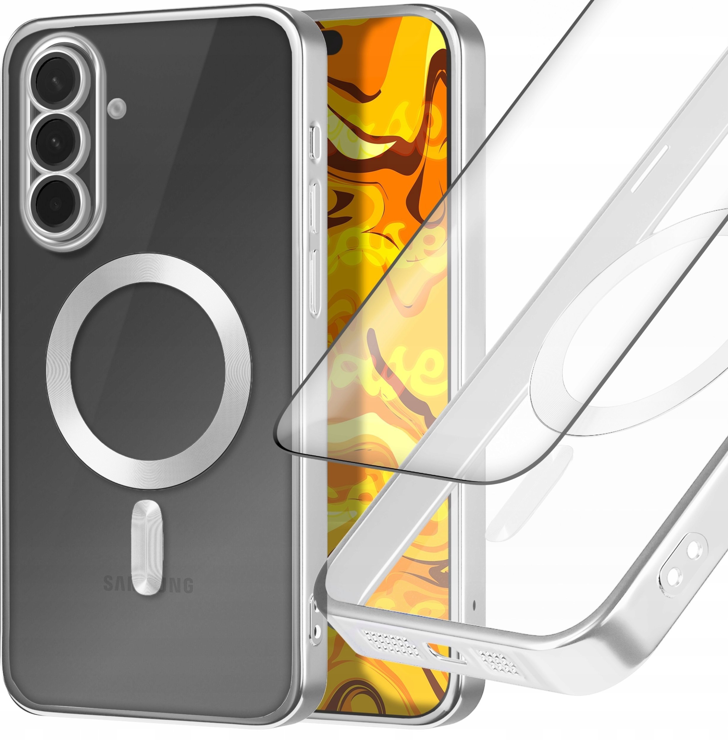 Hello Case Etui Do Samsung Galaxy A36 / A37 / A57 Do Magsafe, Tytanowe, Clear Szkło