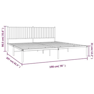 Metalowa rama łóżka z wezgłowiem, biała, 193x203 cm Lumarko! - Łóżka - miniaturka - grafika 10