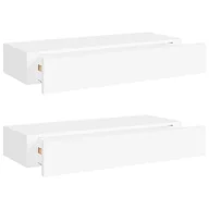 Półki do salonu - vidaXL vidaXL Półki ścienne z szufladą, 2 szt., białe, 60 x 23,5 x 10 cm, MDF - miniaturka - grafika 1