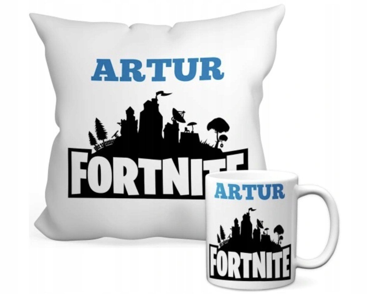ZESTAW PODUSZKA + KUBEK Prezent FORTNITE BATTLE ROYALE GRA + IMIĘ 17