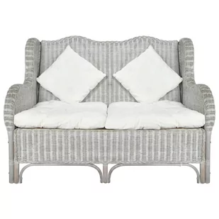 vidaXL Sofa 2-osobowa szara naturalny rattan i len 325467 - Sofy ogrodowe - miniaturka - grafika 1